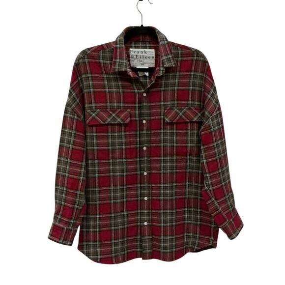 Frank & Eileen McLoghlin Utility Jacket Red Black Textured Flannel Size XS Small - Picture 2 of 14